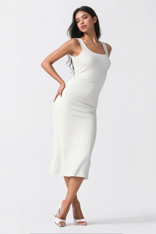 The Perfect Cream Ribbed Dress