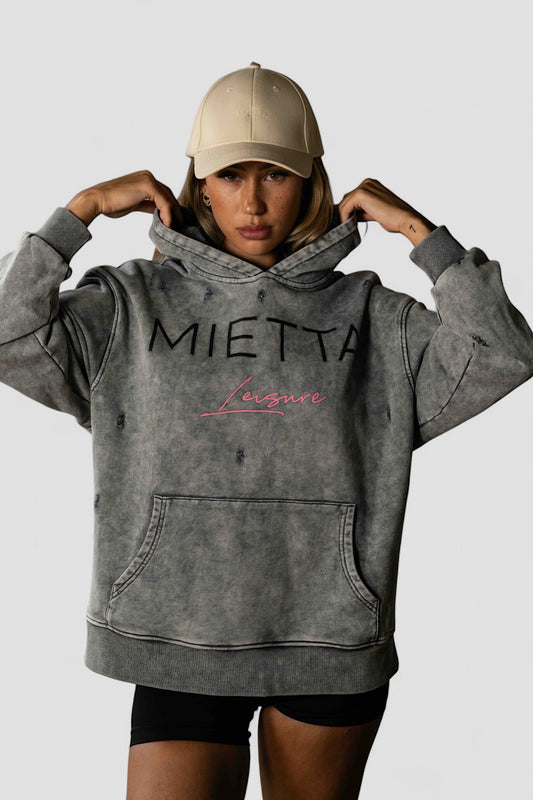 Oversized Acid Wash Charcoal Hoodie