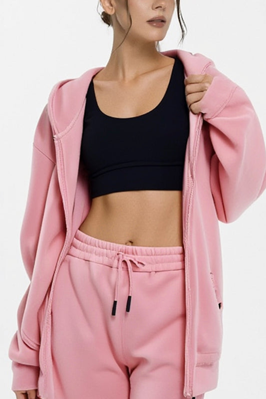 The Blush Zip Up- Off Pink